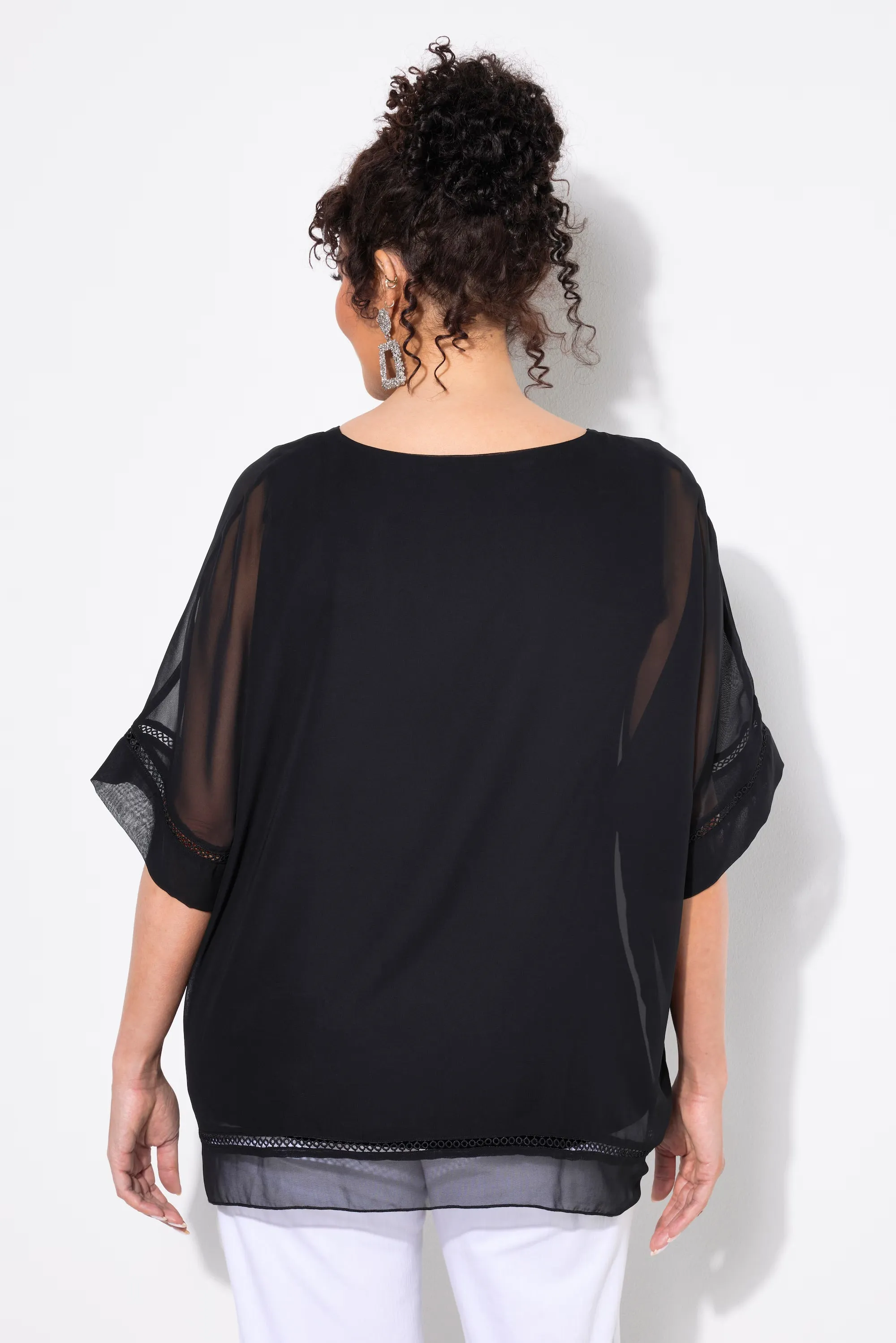 Ulla Popken Black Sheer Blouse
