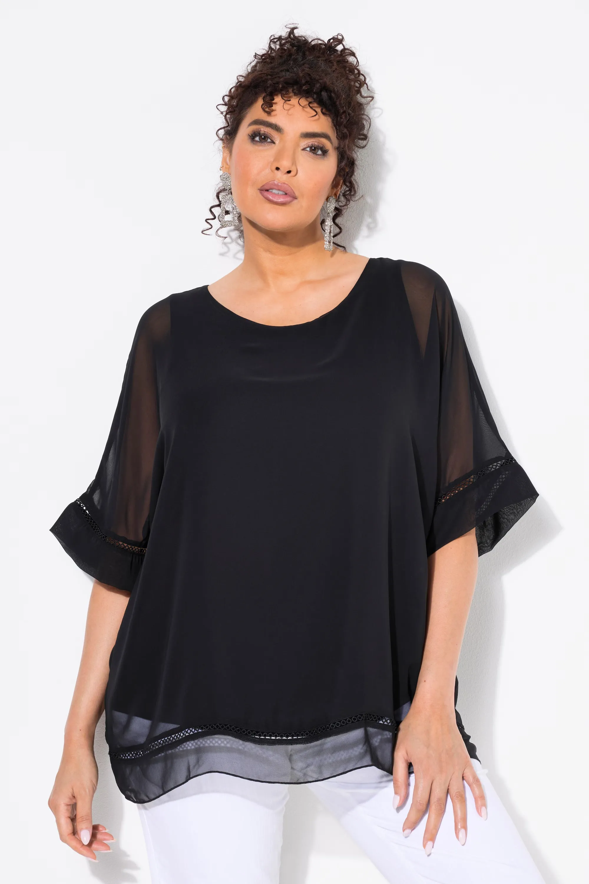 Ulla Popken Black Sheer Blouse