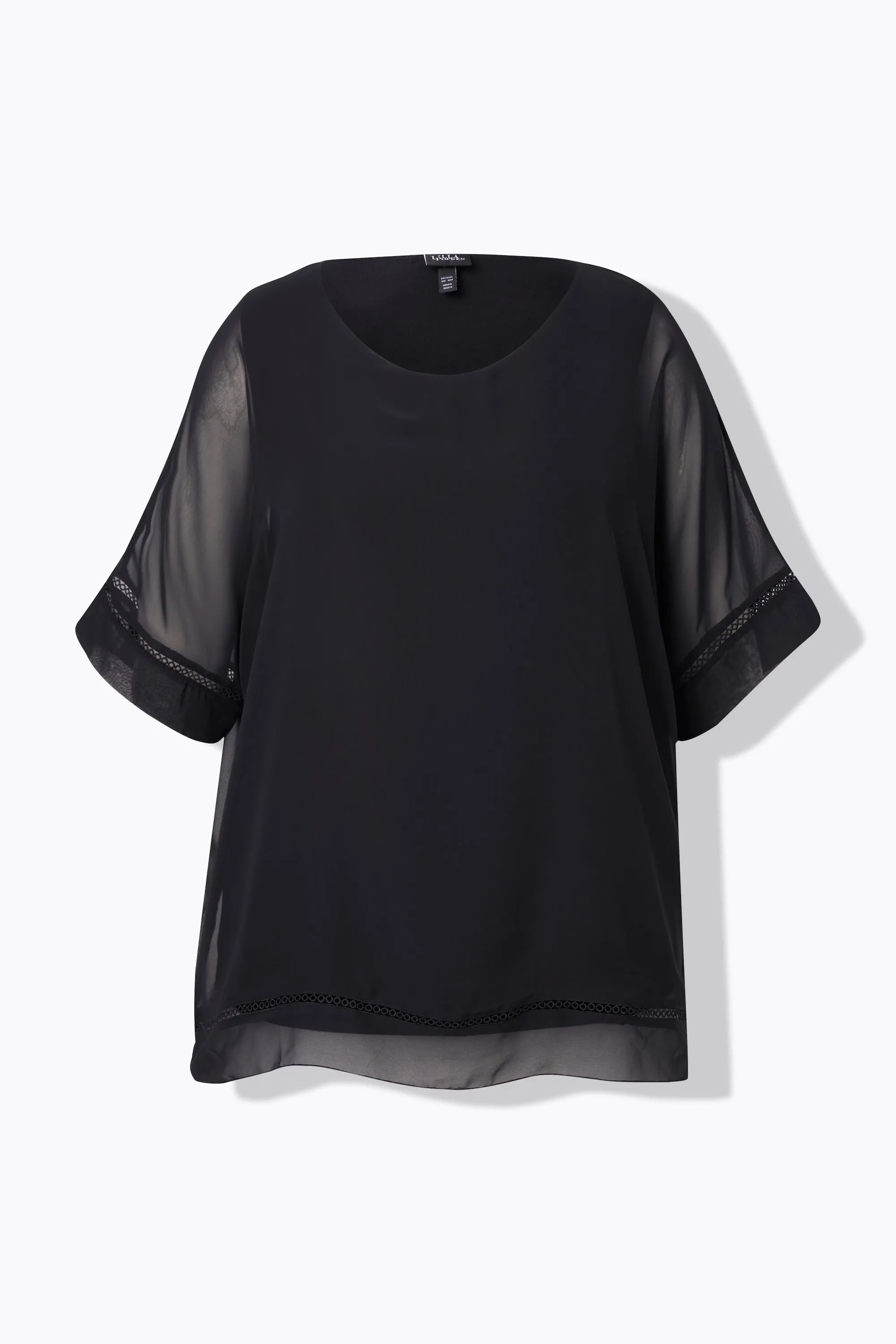 Ulla Popken Black Sheer Blouse