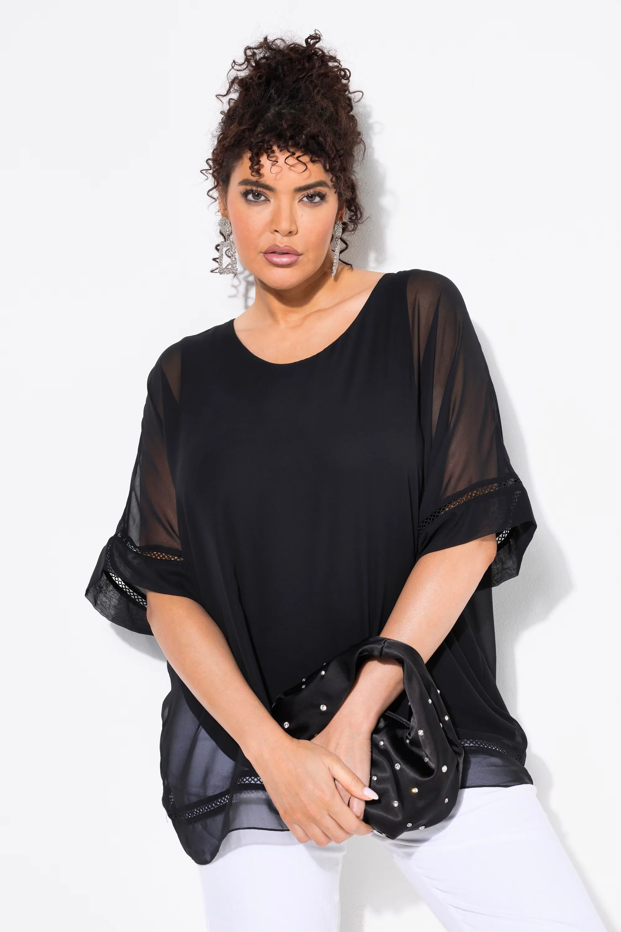 Ulla Popken Black Sheer Blouse