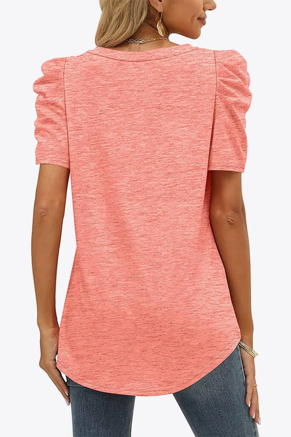 V-Neck Puff Sleeve Tee ( 6 Colors)
