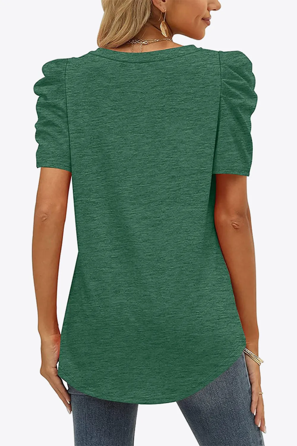 V-Neck Puff Sleeve Tee ( 6 Colors)