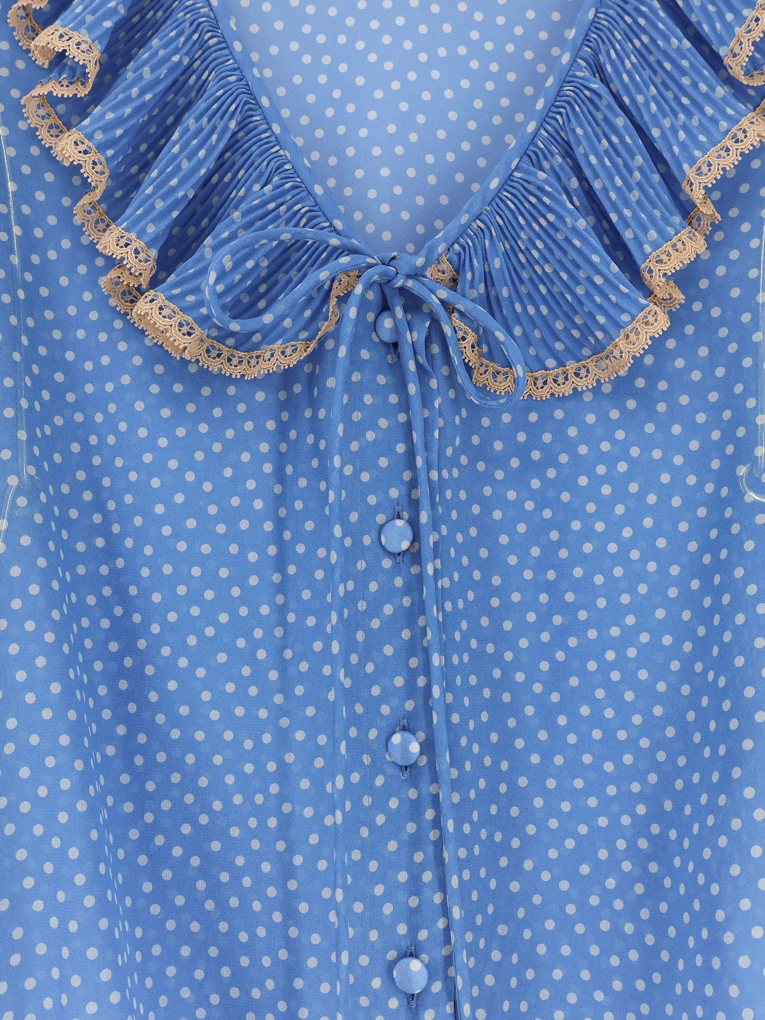 Valentino Polka Dots Silk Shirt With Lace Profile