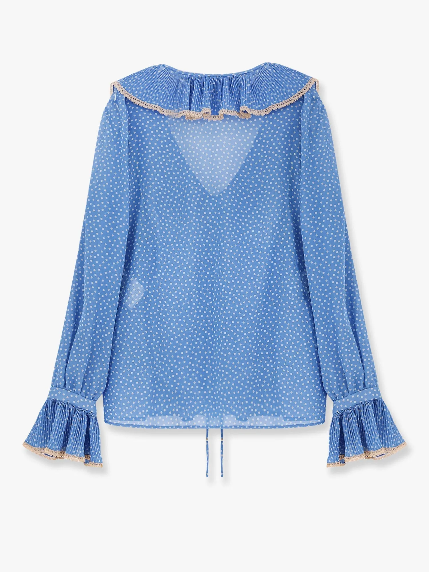 Valentino Polka Dots Silk Shirt With Lace Profile