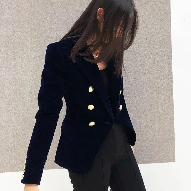 Velvet Double Breasted Women Blazer