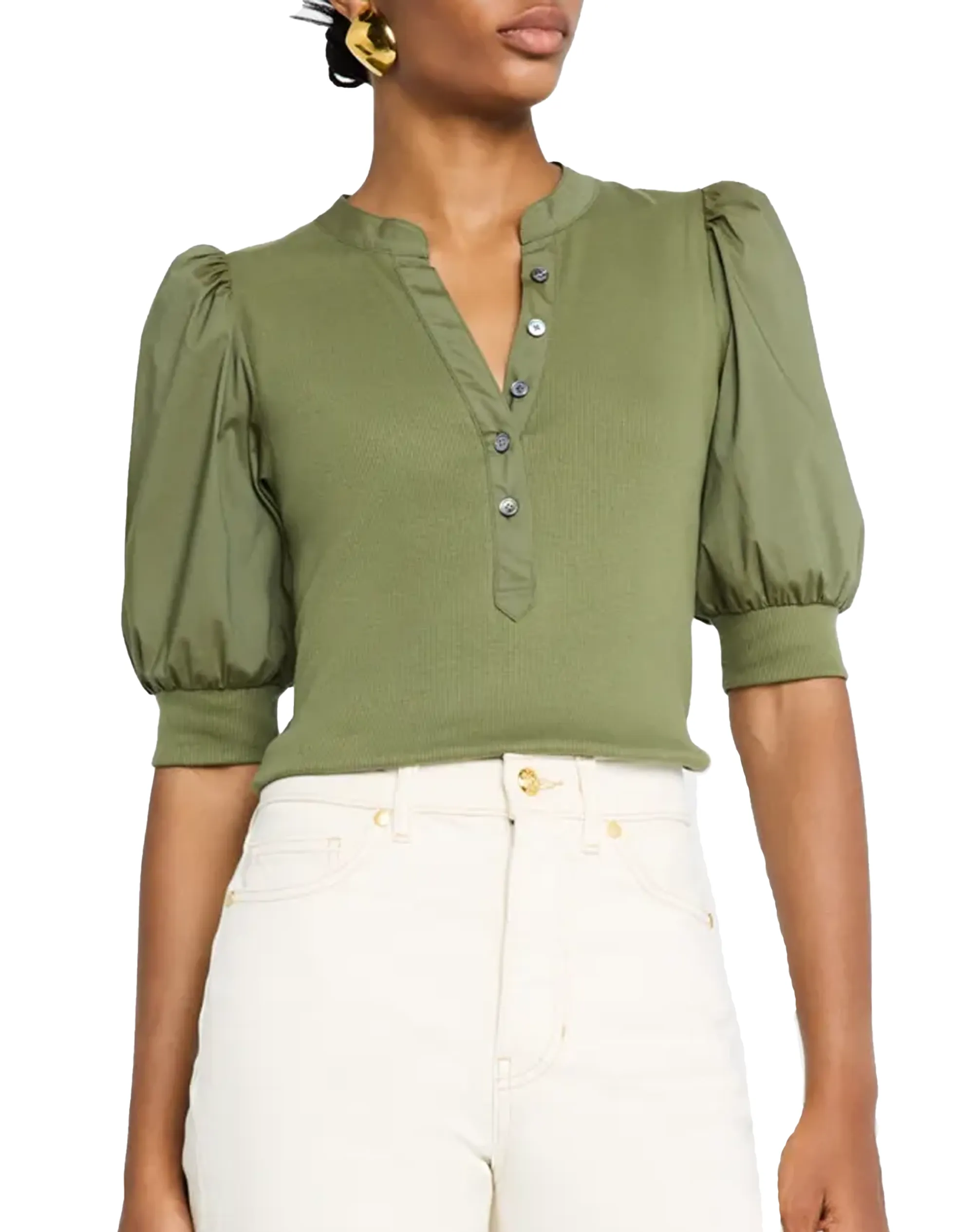 Veronica Beard Coralee Puff Sleeve Top