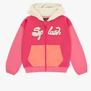 Veste rose à capuchon, enfant||Pink hooded jacket, child