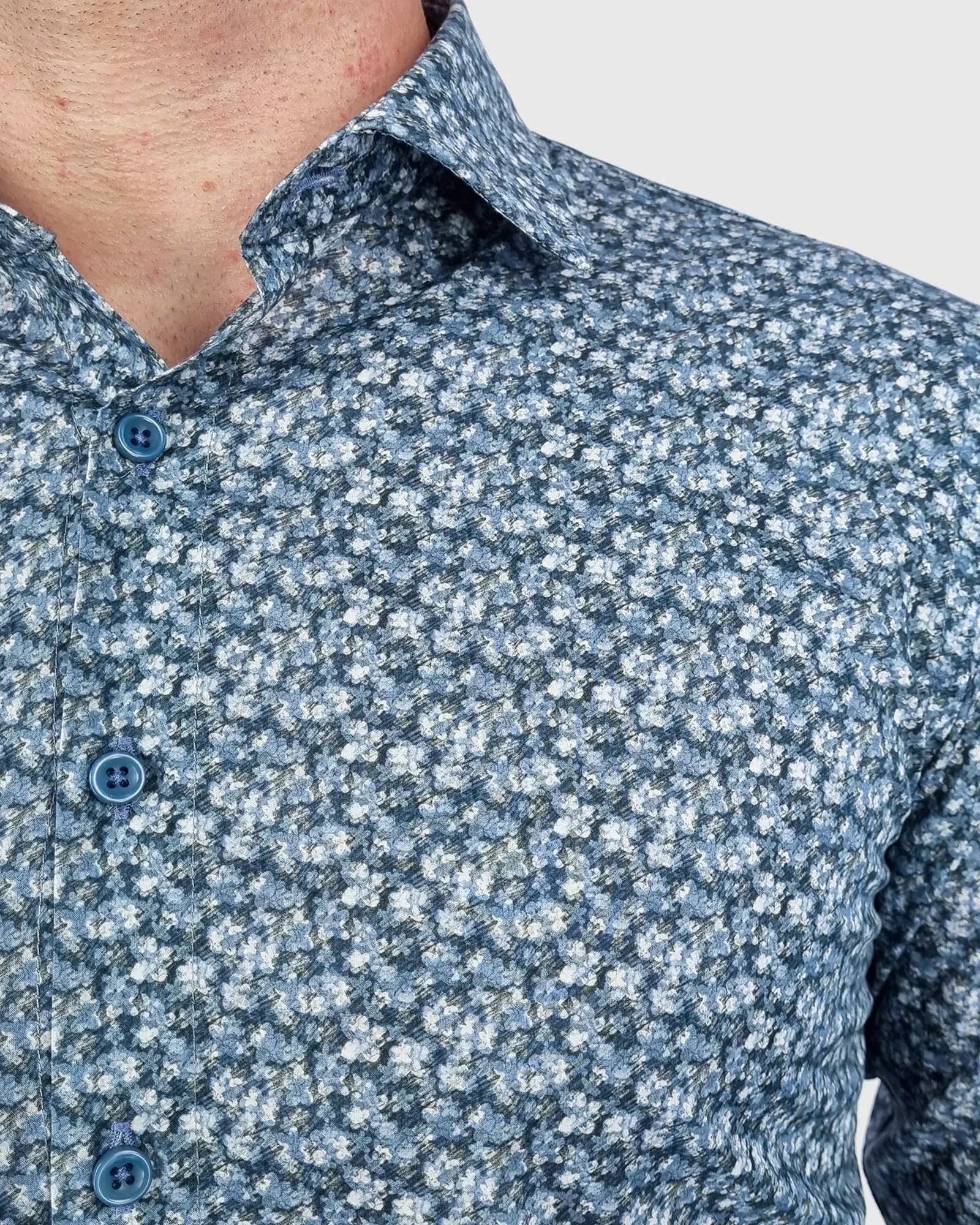 VINCENT & FRANKS W2303632224A BLUE LIBERTY PRINT SLIM SC SHIRT