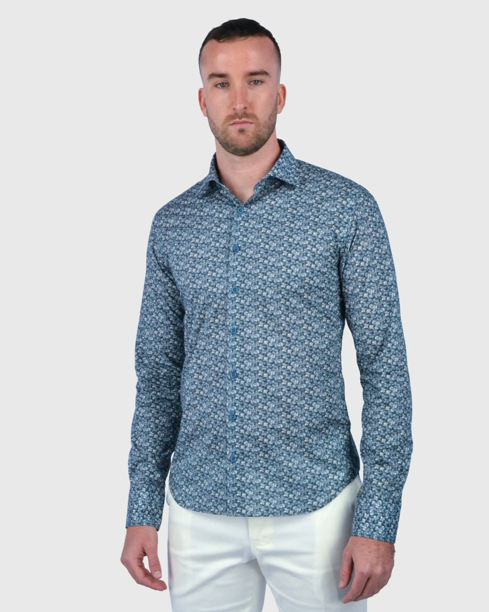 VINCENT & FRANKS W2303632224A BLUE LIBERTY PRINT SLIM SC SHIRT