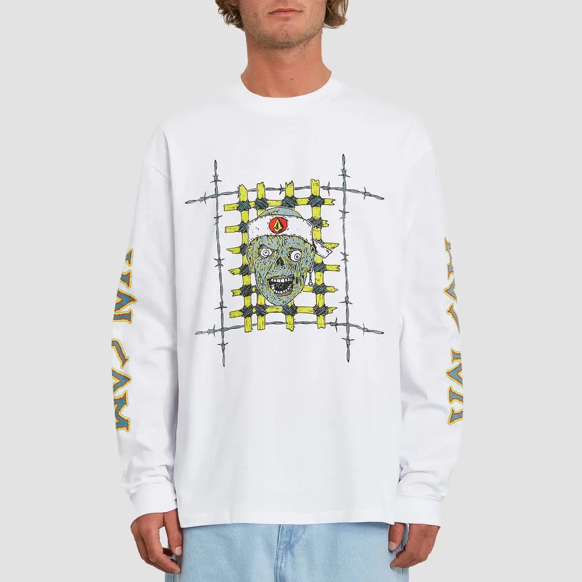 Volcom Richard French FA Loose Fit Longsleeve T-Shirt White