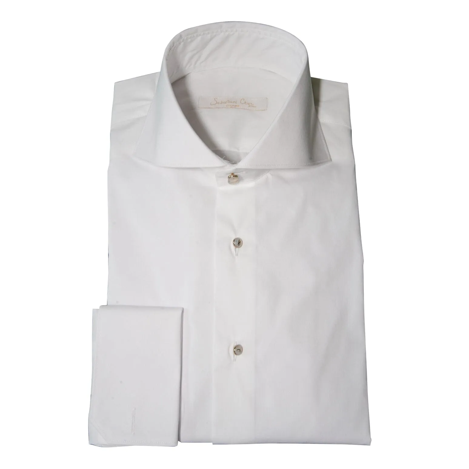 White Classico Signature Gold Tuxedo Shirt @ The Vault