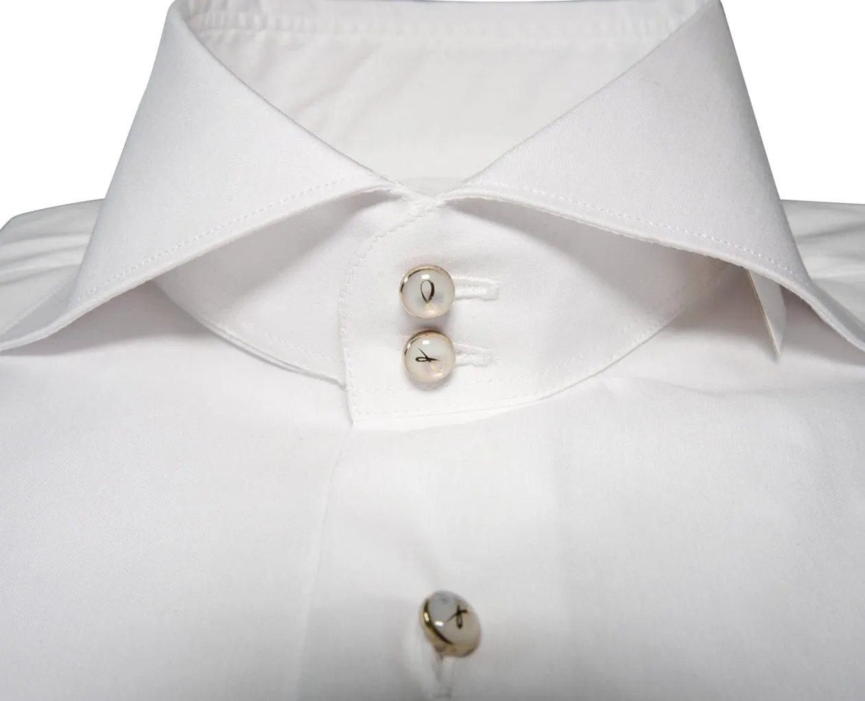 White Classico Signature Gold Tuxedo Shirt @ The Vault