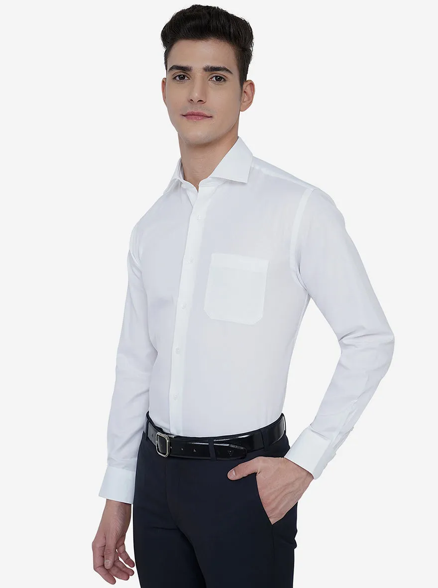 White Dobby Regular Fit Formal Shirt | JadeBlue
