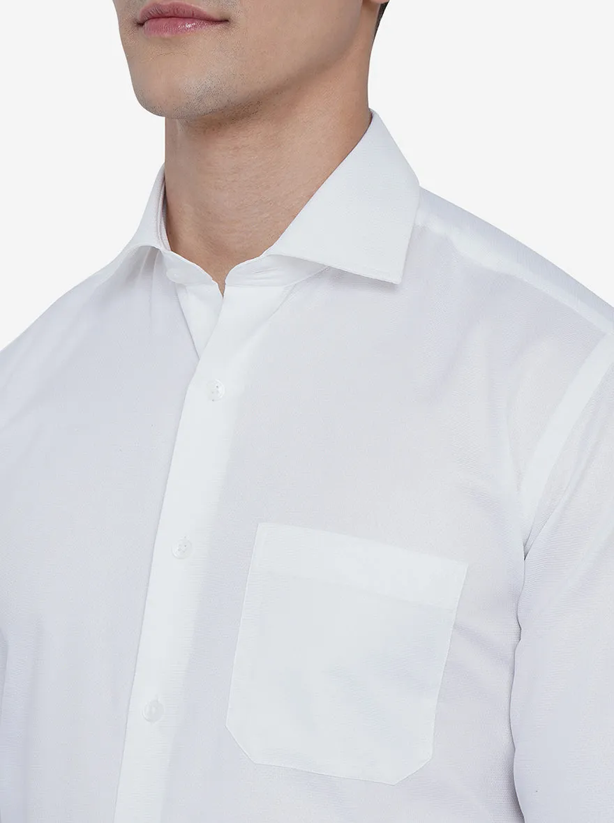 White Dobby Regular Fit Formal Shirt | JadeBlue
