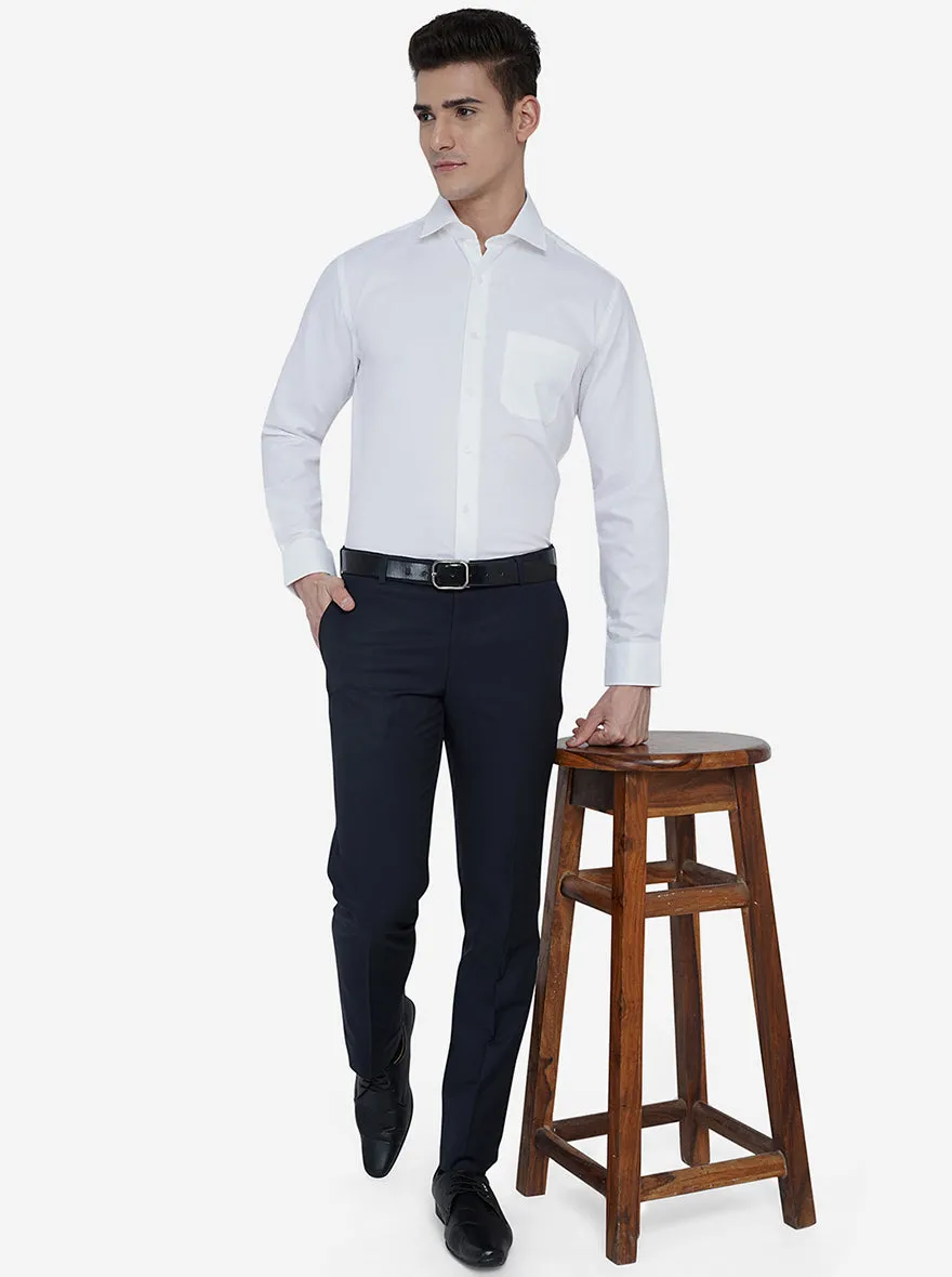 White Dobby Regular Fit Formal Shirt | JadeBlue