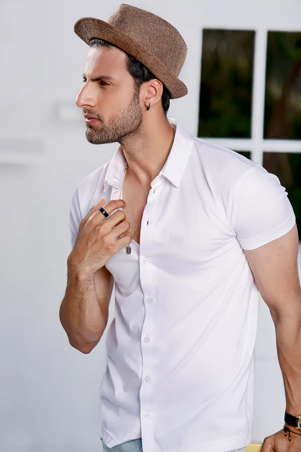 White Half Sleeves Jersey Shirt