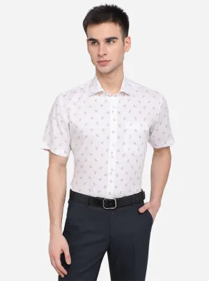 White Printed Regular Fit Formal Shirt | JadeBlue