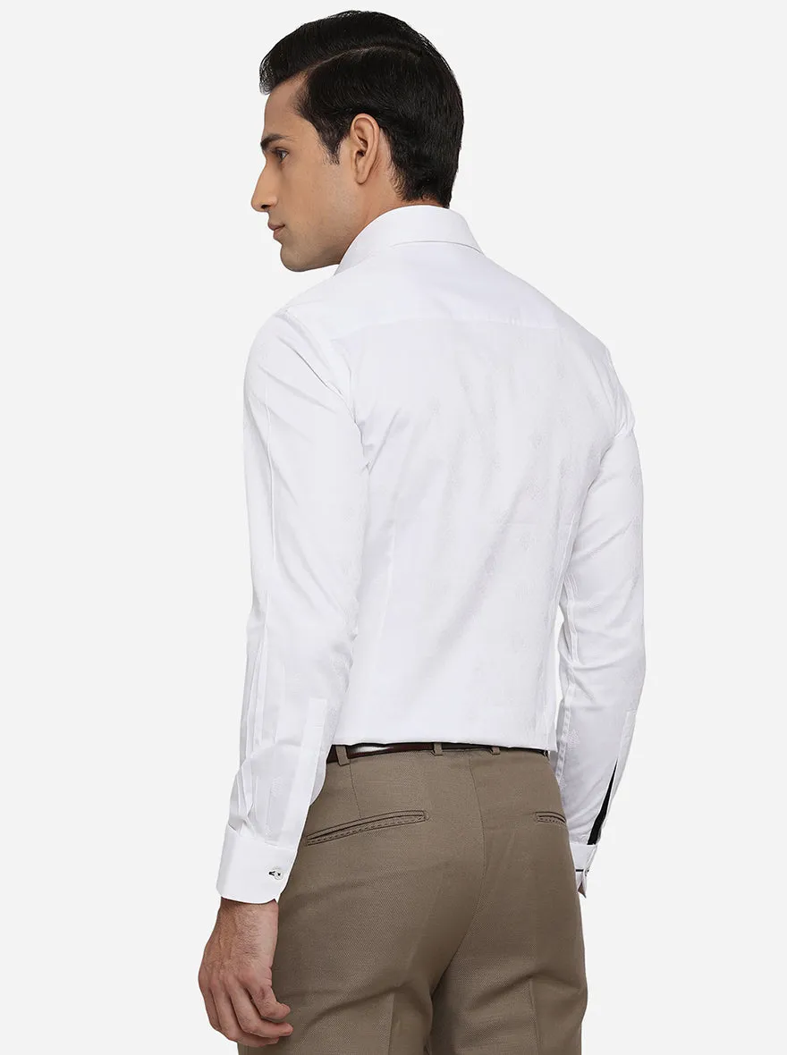 White Printed Slim Fit Party Wear Shirt | JB Studio
