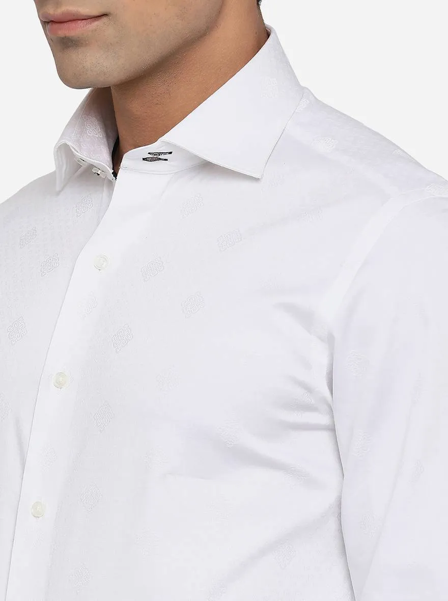 White Printed Slim Fit Party Wear Shirt | JB Studio