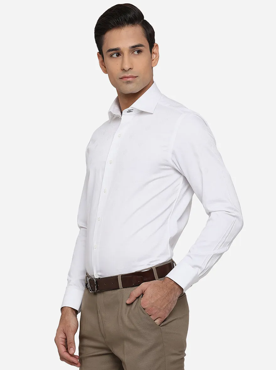 White Printed Slim Fit Party Wear Shirt | JB Studio