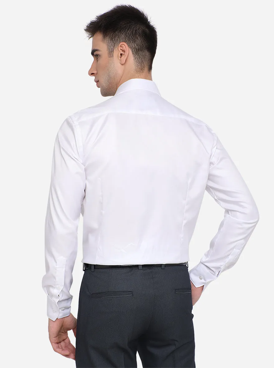 White Solid Slim Fit Formal Shirt | Metal