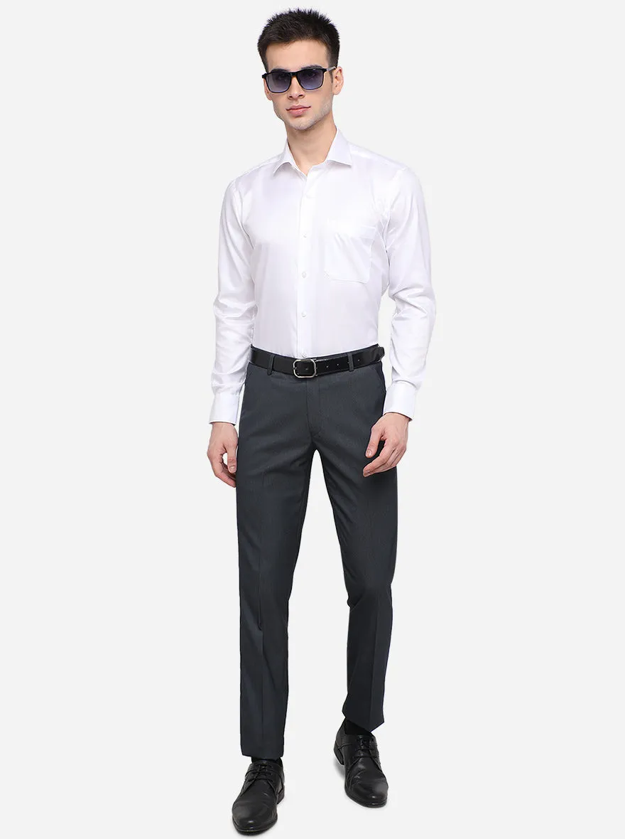 White Solid Slim Fit Formal Shirt | Metal