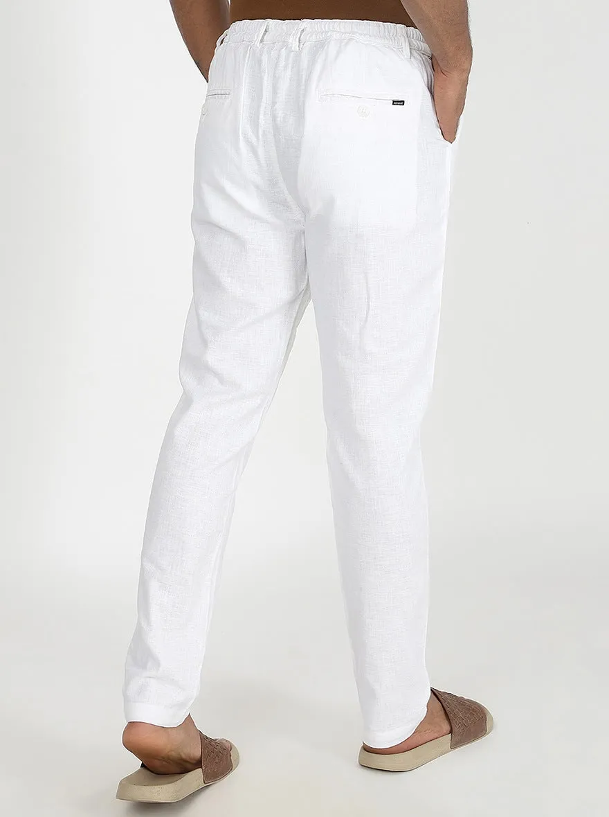 White Solid Slim Fit Track Pant | JadeBlue