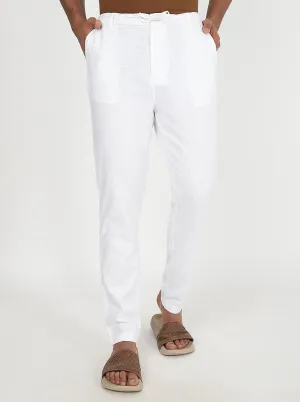White Solid Slim Fit Track Pant | JadeBlue