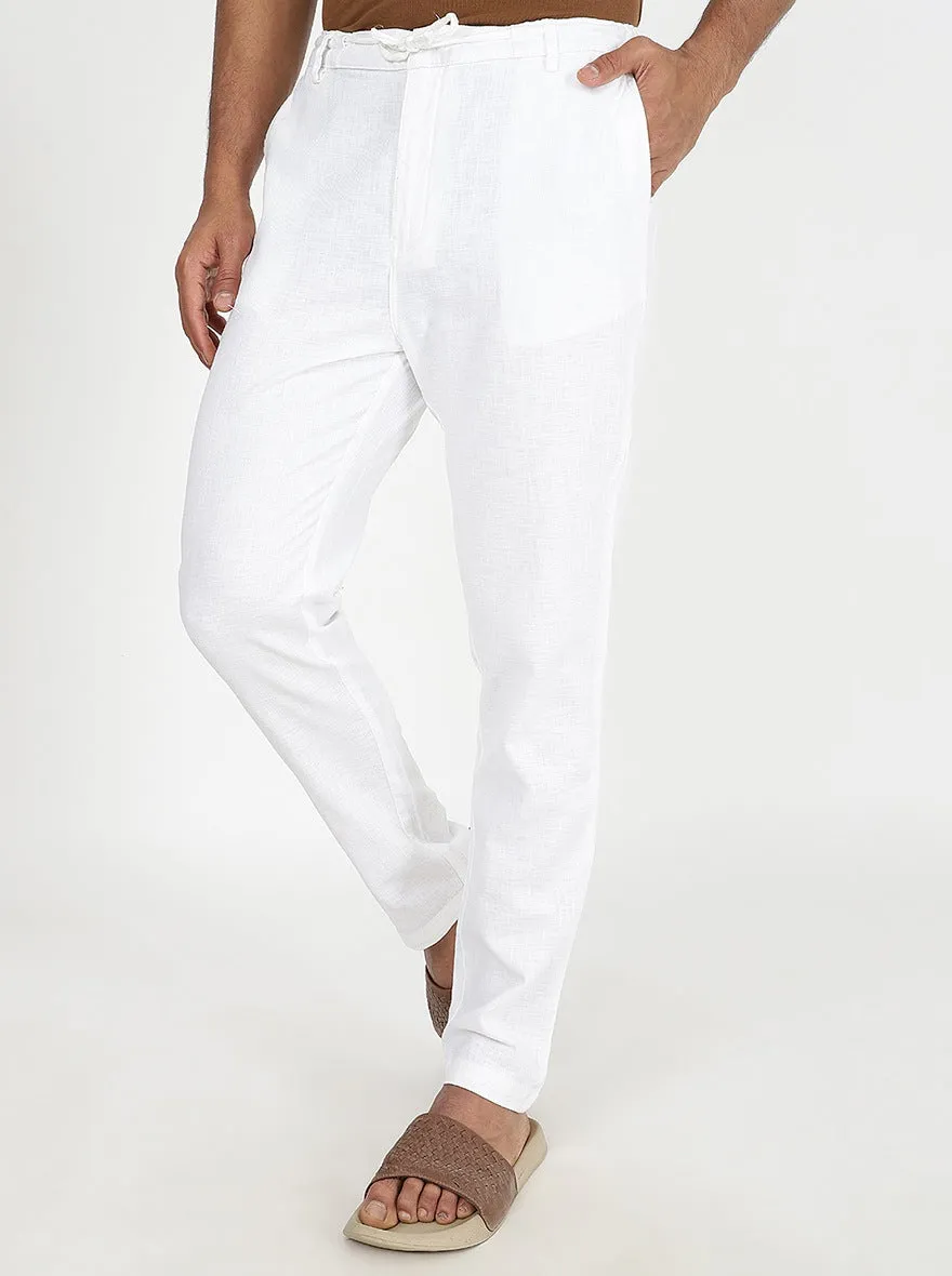 White Solid Slim Fit Track Pant | JadeBlue