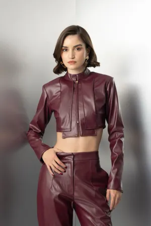 Wild dream - burgundy leather cropped top