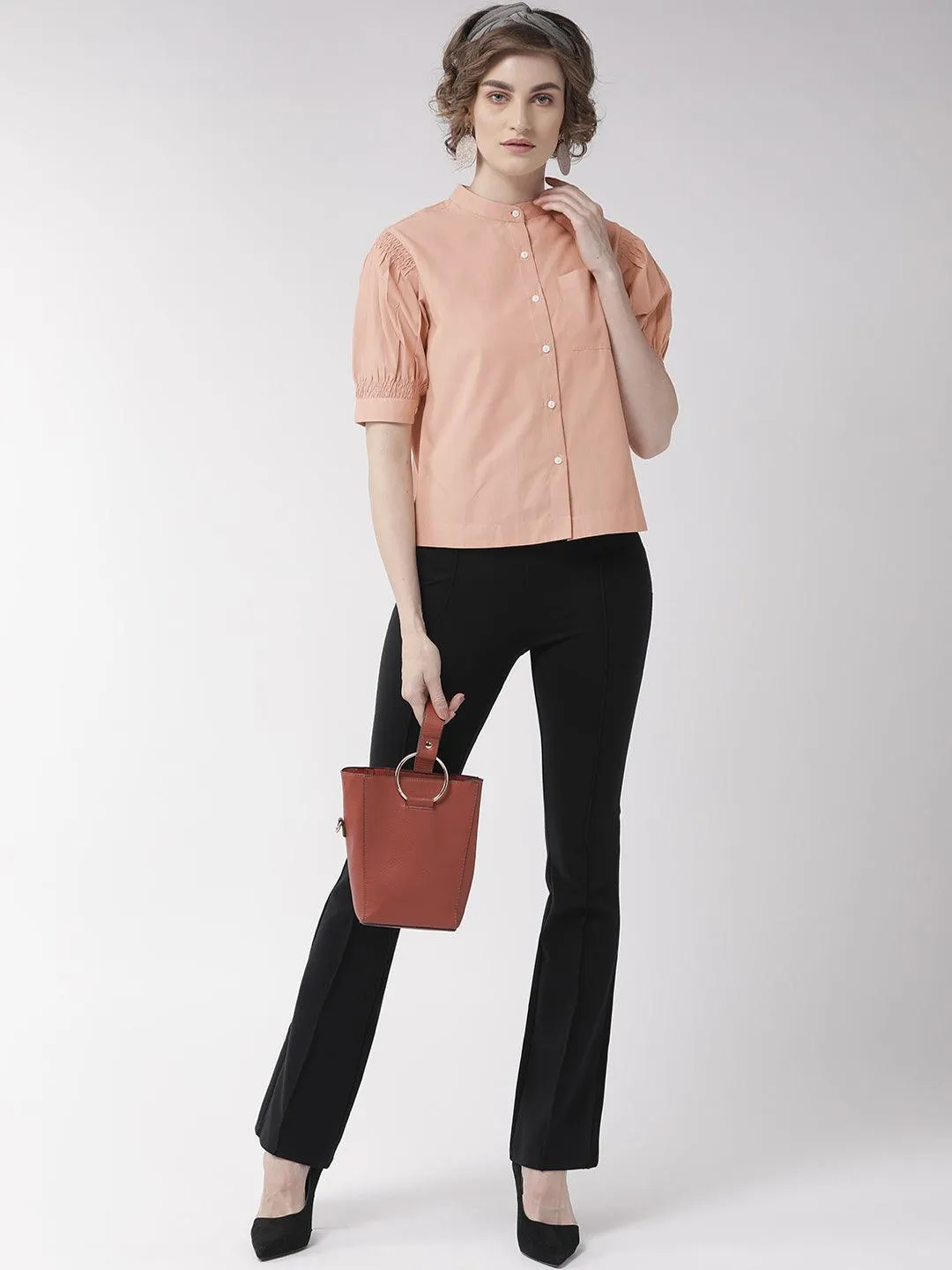 Women Black Comfort Boxy Fit Solid Casual Shirt
