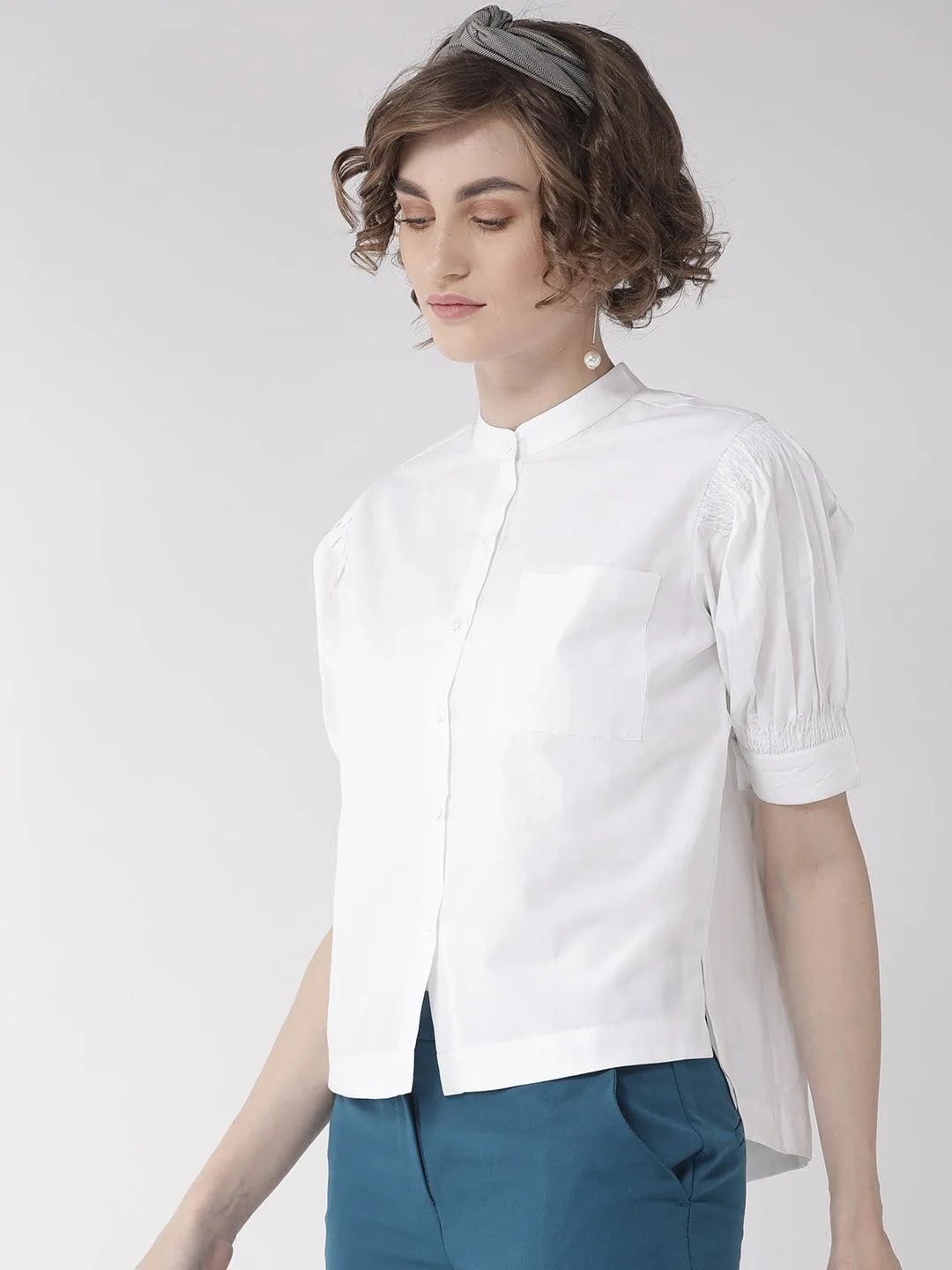 Women Black Comfort Boxy Fit Solid Casual Shirt