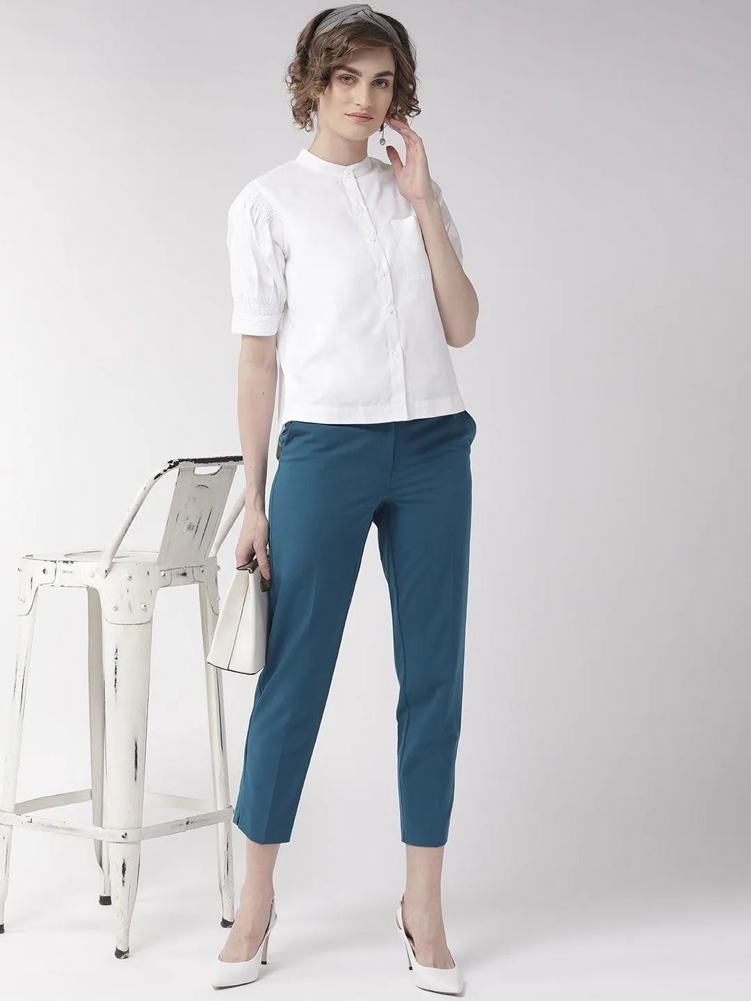 Women Black Comfort Boxy Fit Solid Casual Shirt