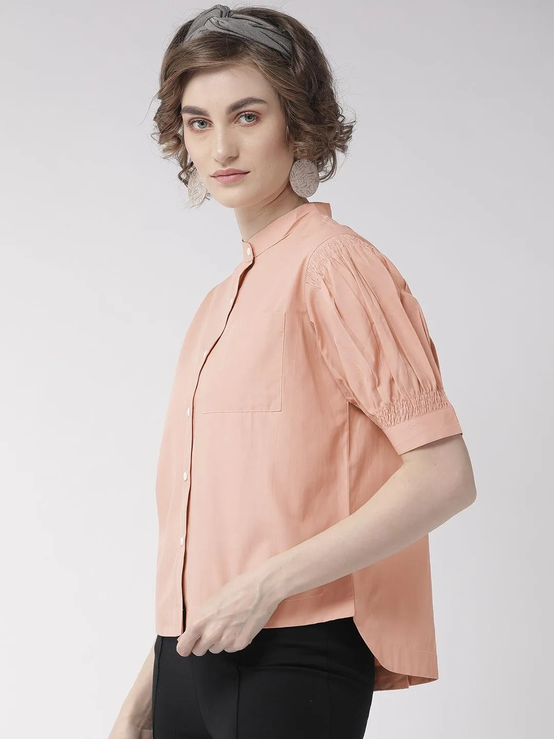 Women Black Comfort Boxy Fit Solid Casual Shirt