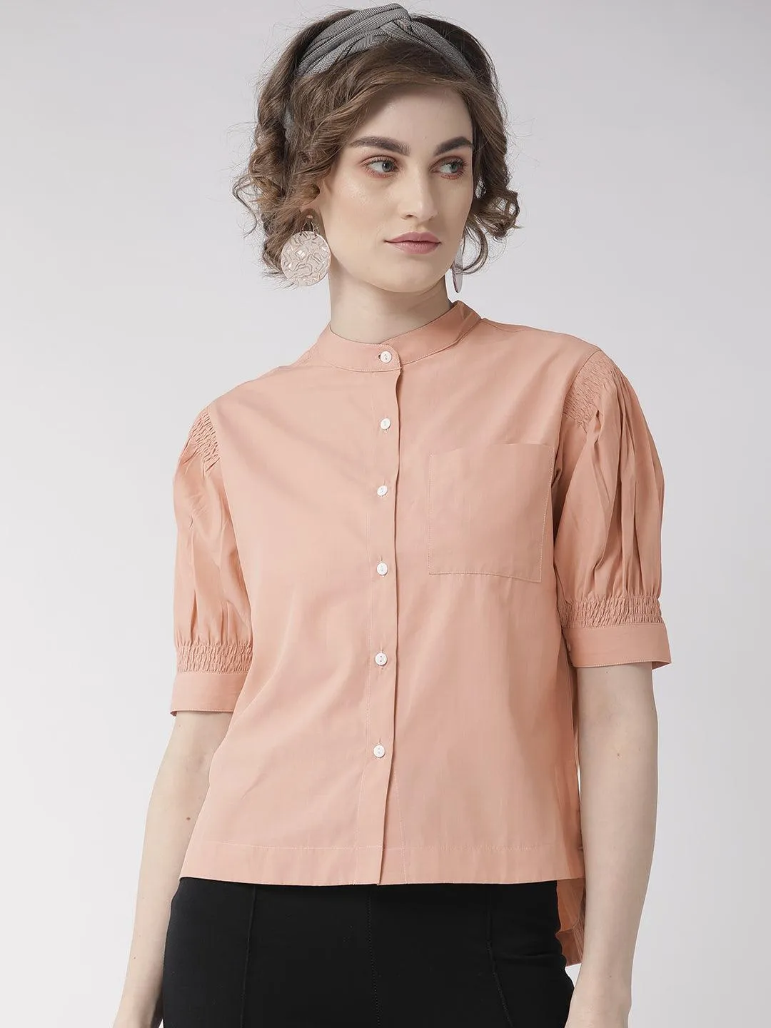 Women Black Comfort Boxy Fit Solid Casual Shirt