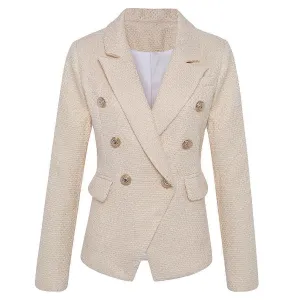 Women Blazer, Double Breasted Blazer, Beige