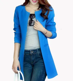 Women Blazer Fashion Straight Slim Single Breasted Long Casual Suit Jacket Blaser Feminino Plus Size WWX140