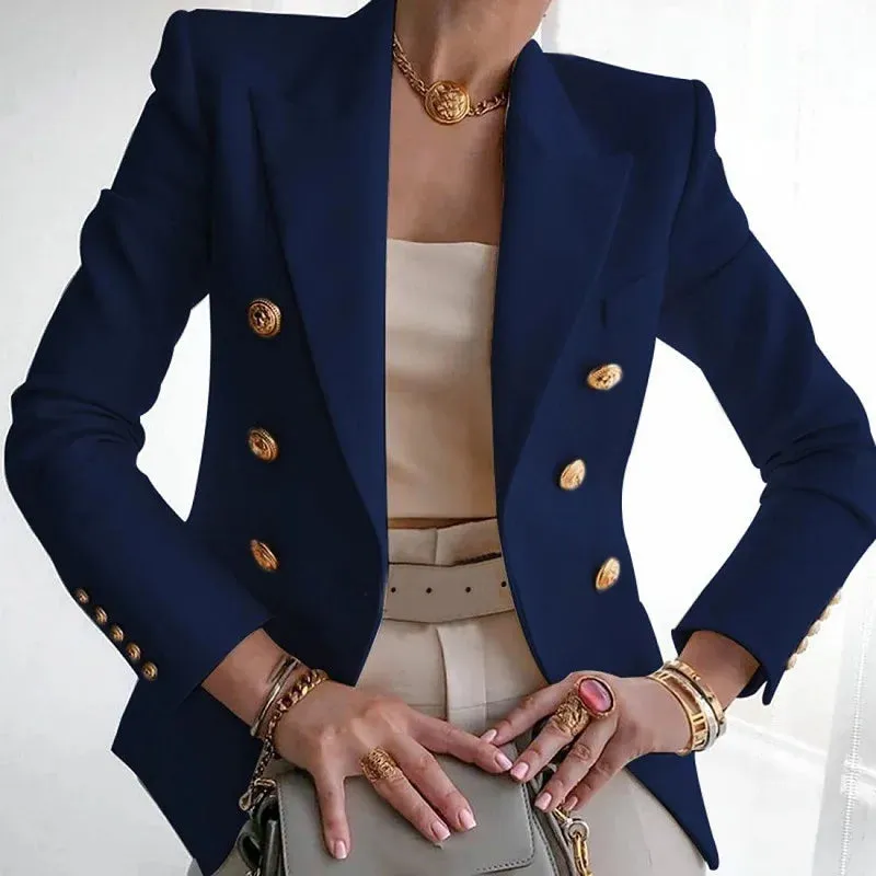 Women Casual Turn Down Collar Long Sleeve Outerwear Office Lady Topcoat Fashion Elegant Solid Blazer Coat Single Piece Suit
