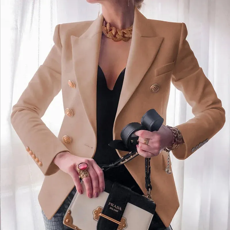 Women Casual Turn Down Collar Long Sleeve Outerwear Office Lady Topcoat Fashion Elegant Solid Blazer Coat Single Piece Suit