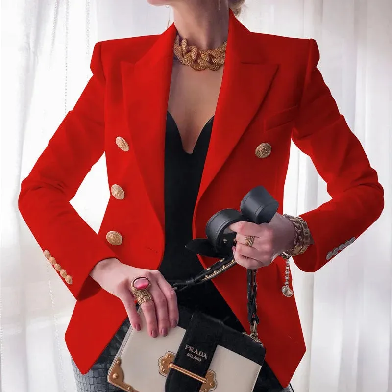 Women Casual Turn Down Collar Long Sleeve Outerwear Office Lady Topcoat Fashion Elegant Solid Blazer Coat Single Piece Suit