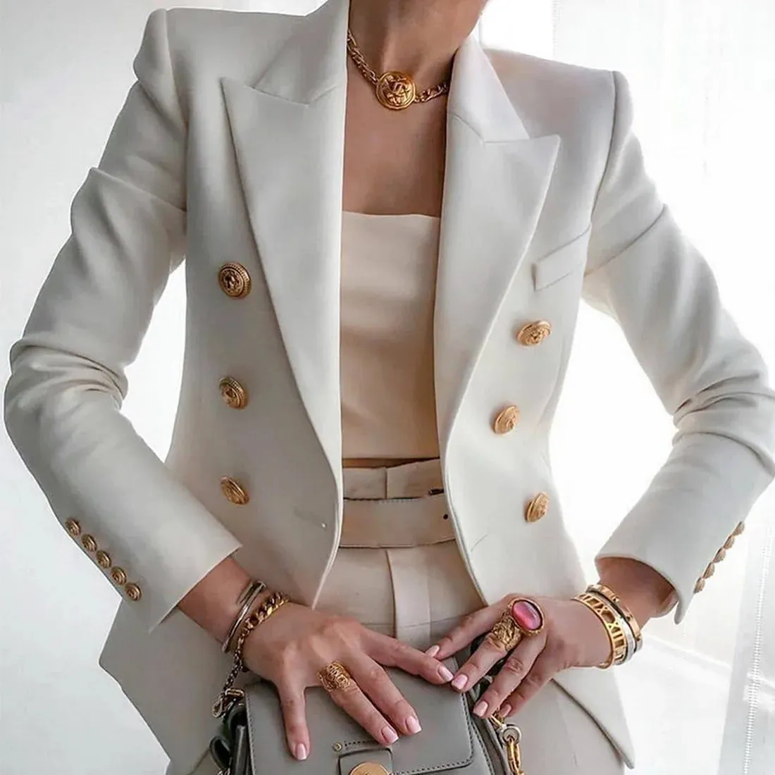 Women Casual Turn Down Collar Long Sleeve Outerwear Office Lady Topcoat Fashion Elegant Solid Blazer Coat Single Piece Suit