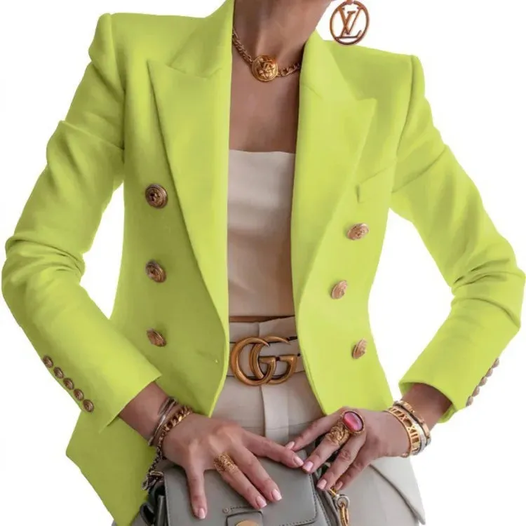 Women Casual Turn Down Collar Long Sleeve Outerwear Office Lady Topcoat Fashion Elegant Solid Blazer Coat Single Piece Suit