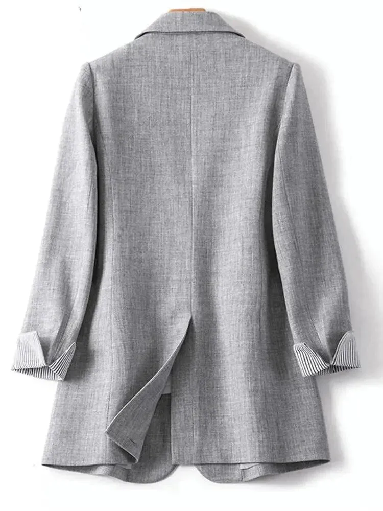Women Work Blazer Solid Tops Suits Dating Holiday Loose Long Sleeve Outwears Coats Oversized