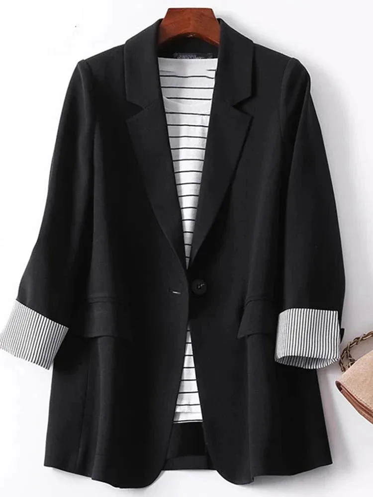 Women Work Blazer Solid Tops Suits Dating Holiday Loose Long Sleeve Outwears Coats Oversized