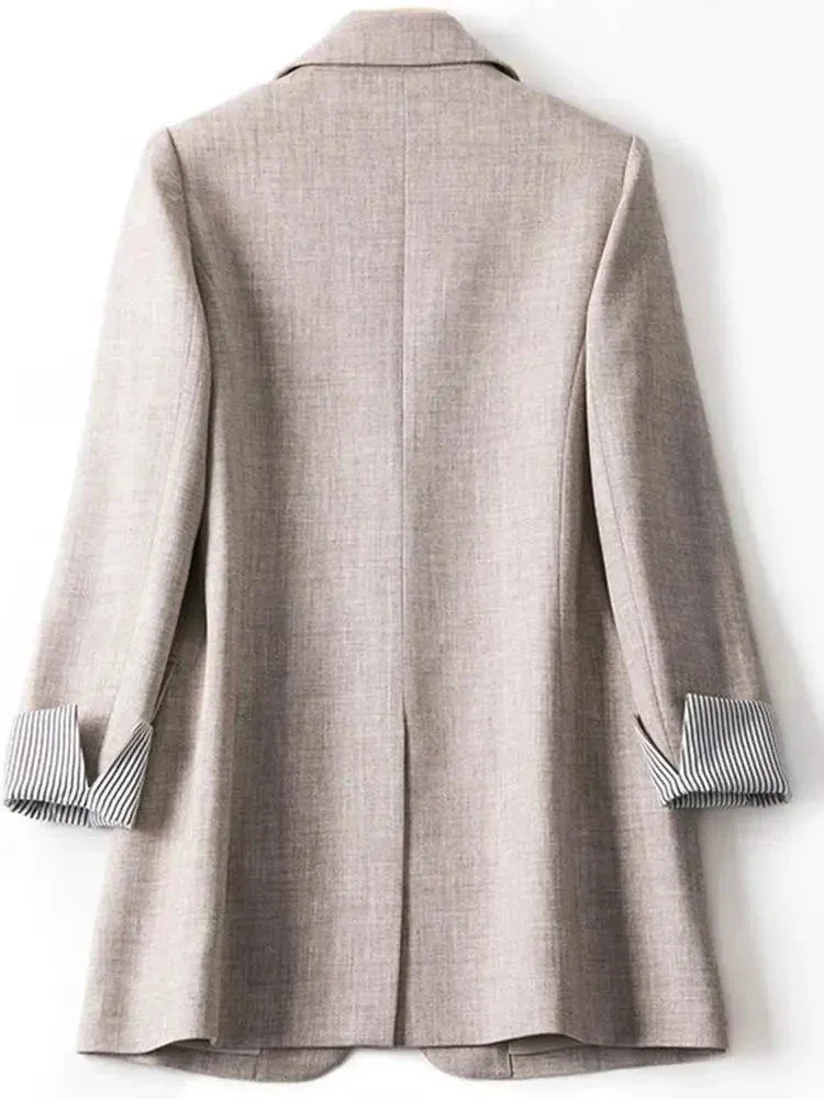 Women Work Blazer Solid Tops Suits Dating Holiday Loose Long Sleeve Outwears Coats Oversized