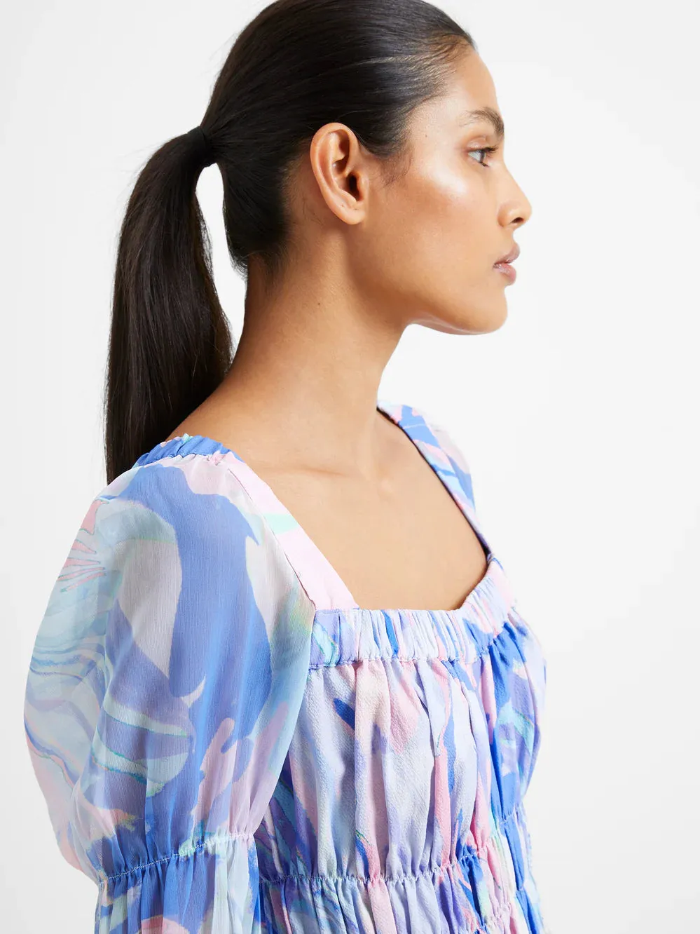 Women's Dalla Verona Hallie Puff Sleeve Top - Baja Blue