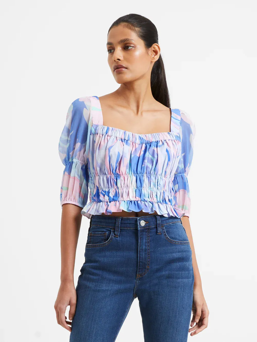 Women's Dalla Verona Hallie Puff Sleeve Top - Baja Blue