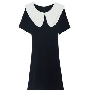 Women's French Style A-line Mini Dress with Waist Definition