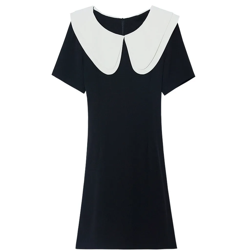 Women's French Style A-line Mini Dress with Waist Definition
