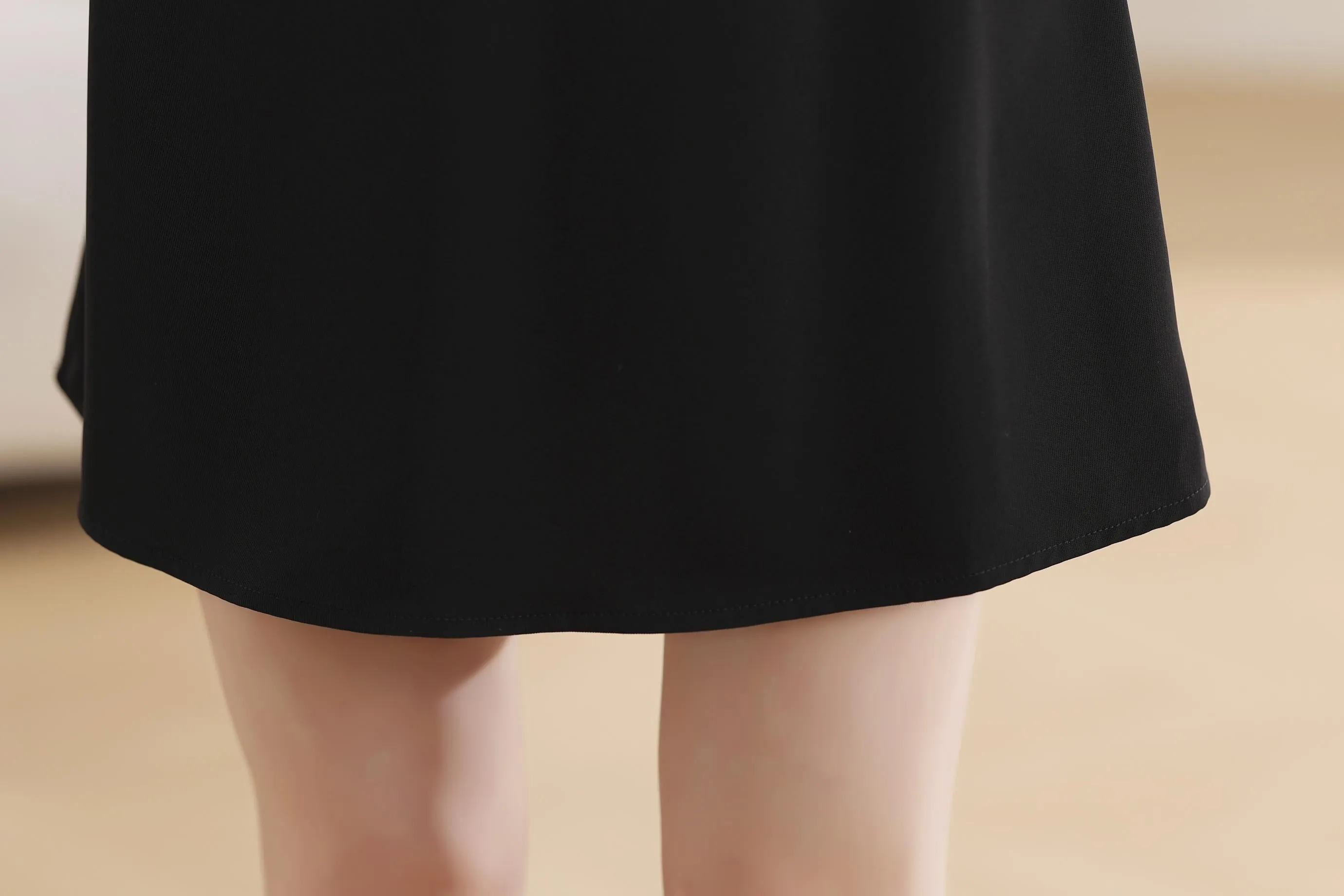 Women's French Style A-line Mini Dress with Waist Definition